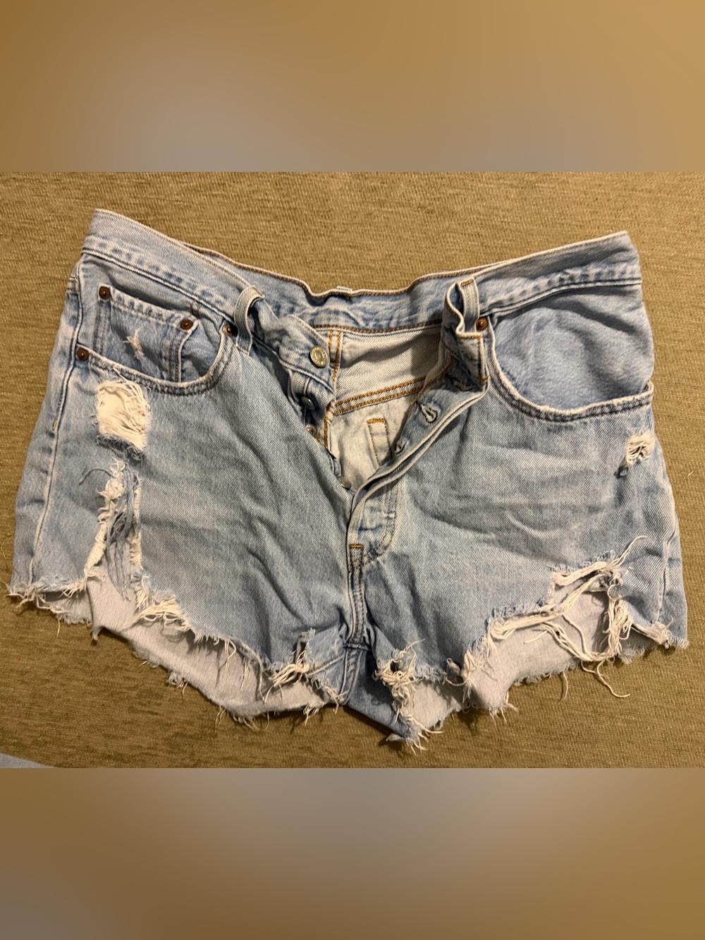 Light Blue LEVIS 501 Distressed Denim Shorts - Women